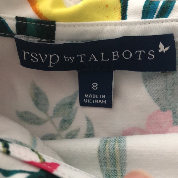 Talbots RSVP Sz 8 white top with Hibiscus 🌺 and lemons 🍋 perfect condition 🌞 - Picture 3 of 9